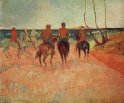 Paul Gauguin Horseman at the beach painting